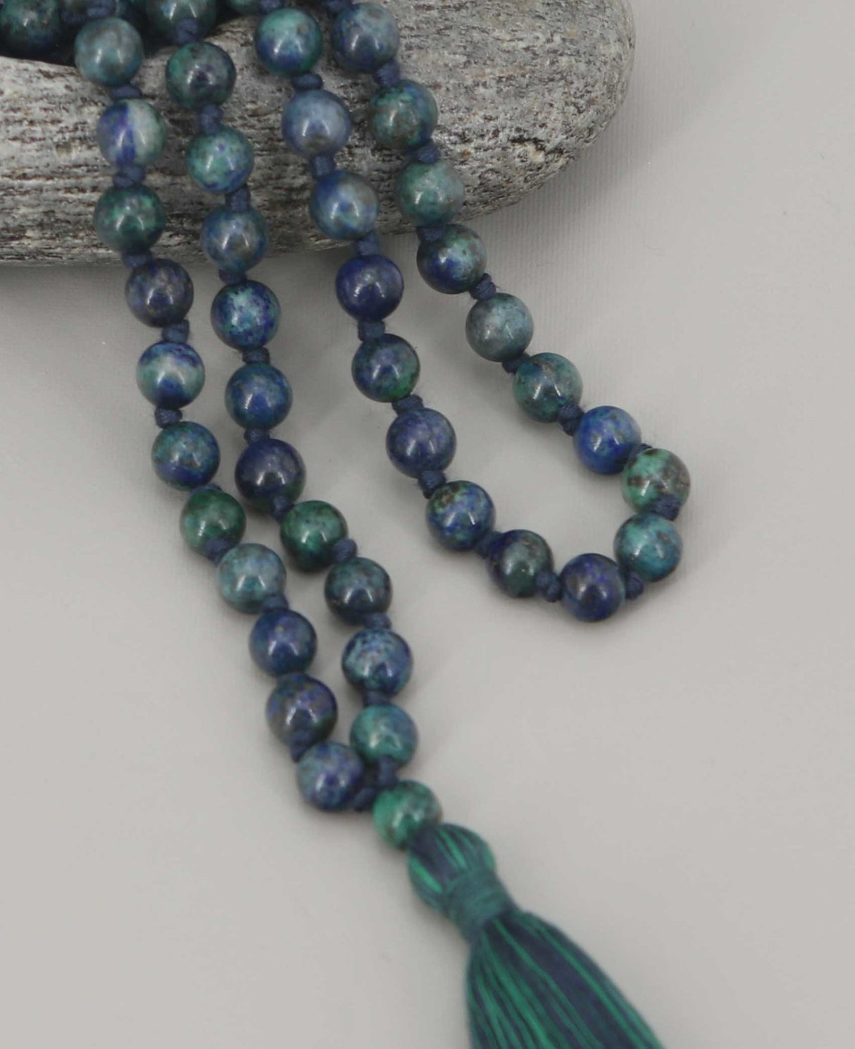 Azurite 108 Beads Meditation Mala, Knotted - Prayer Beads