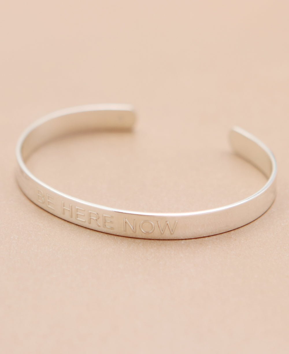 Be Here Now Embossed Sterling Cuff Bracelet - Bracelets