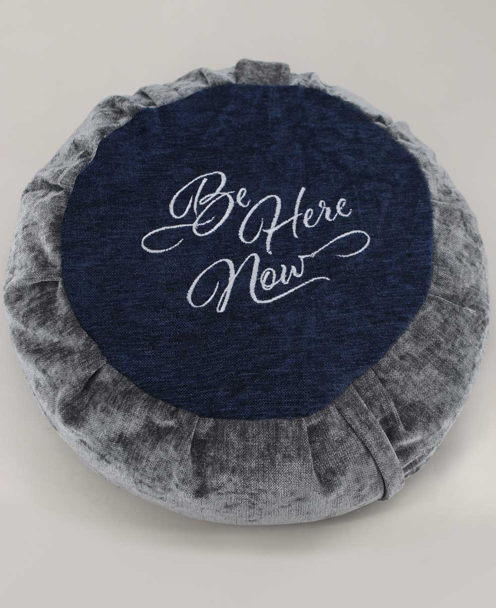 Be Here Now Grey Blue Meditation Zafu Cushion - Massage Cushions