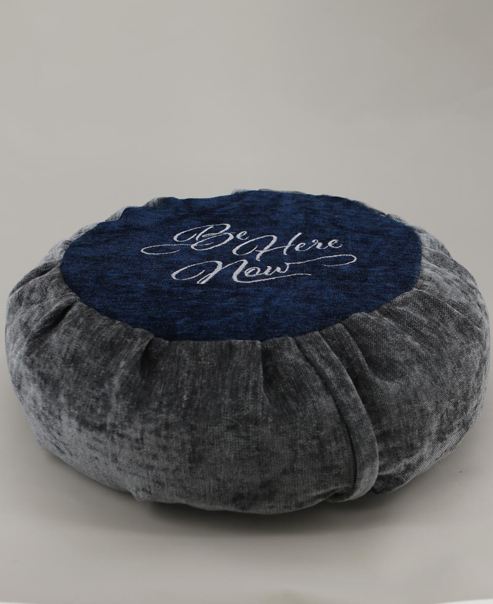 Be Here Now Grey Blue Meditation Zafu Cushion - Massage Cushions