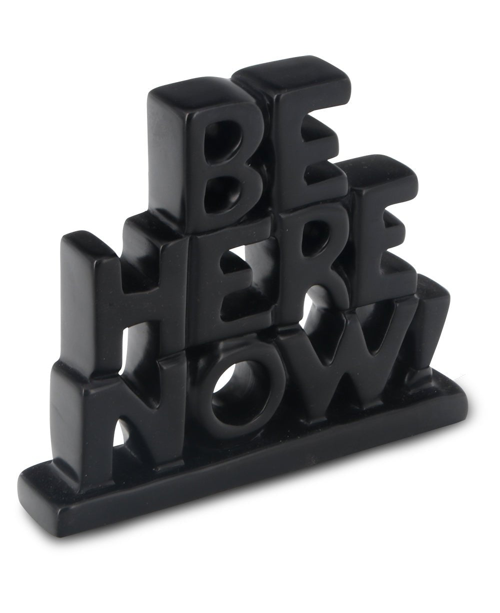 Be Here Now Handmade Soapstone Desk Art - Home & Garden Black
