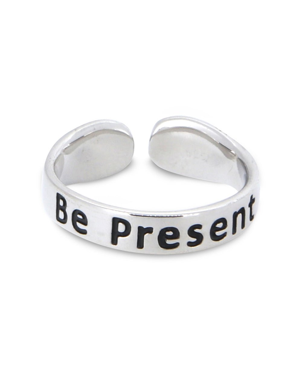 Be Present Inspirational Adjustable Mantra Ring - Rings