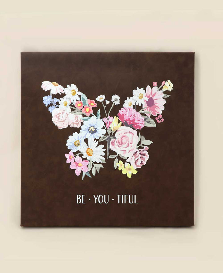 BeYouTiful Inspirational Art Floral Butterfly Wall Hanging - Posters, Prints, & Visual Artwork Brown