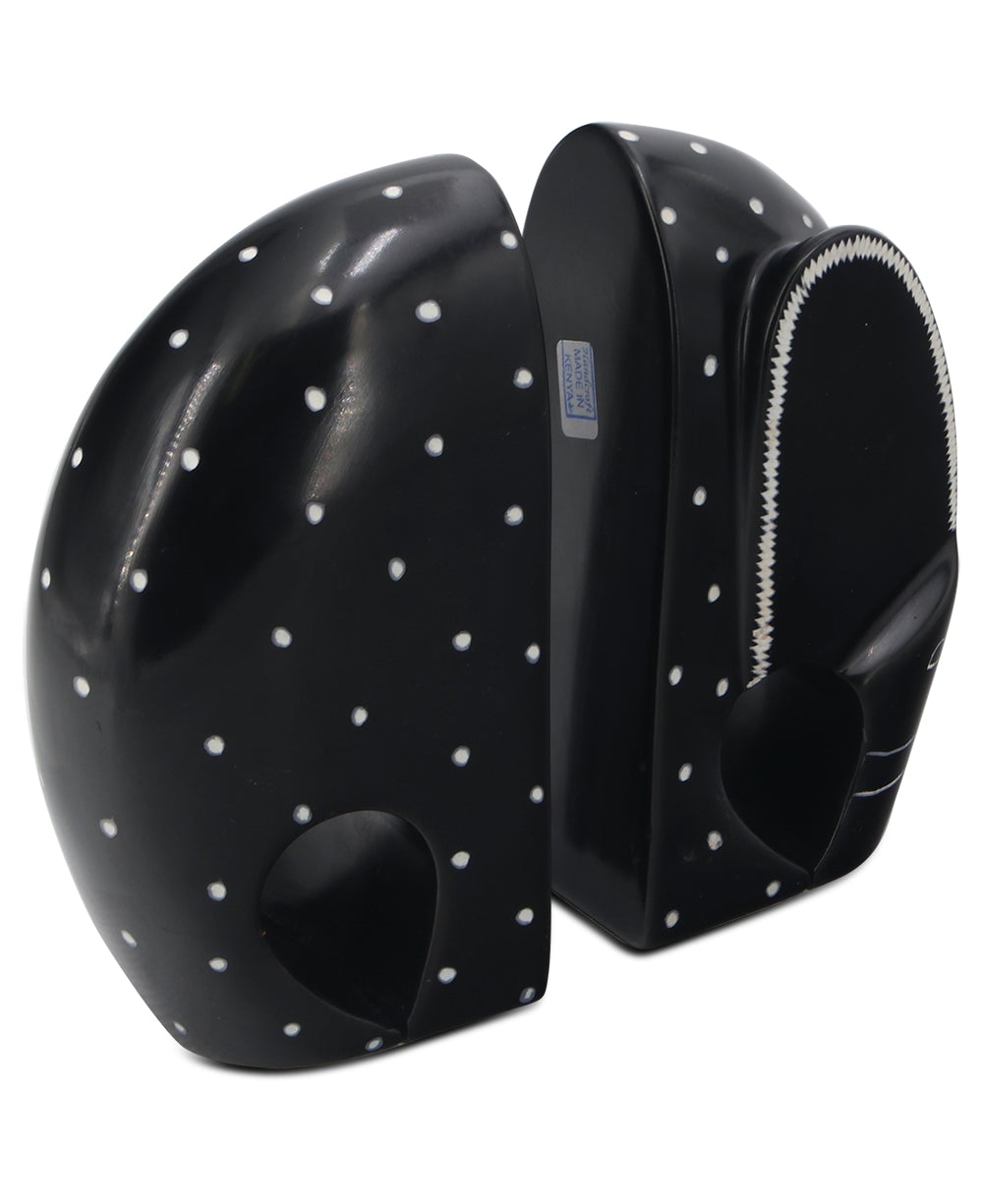 Black Kisii Elephant Soapstone Bookends - Bookends