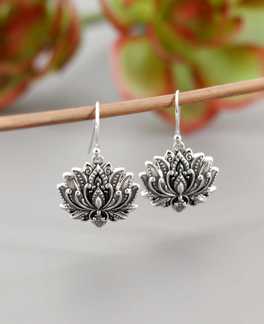 Blooming Sterling Silver Lotus Earrings - Earrings