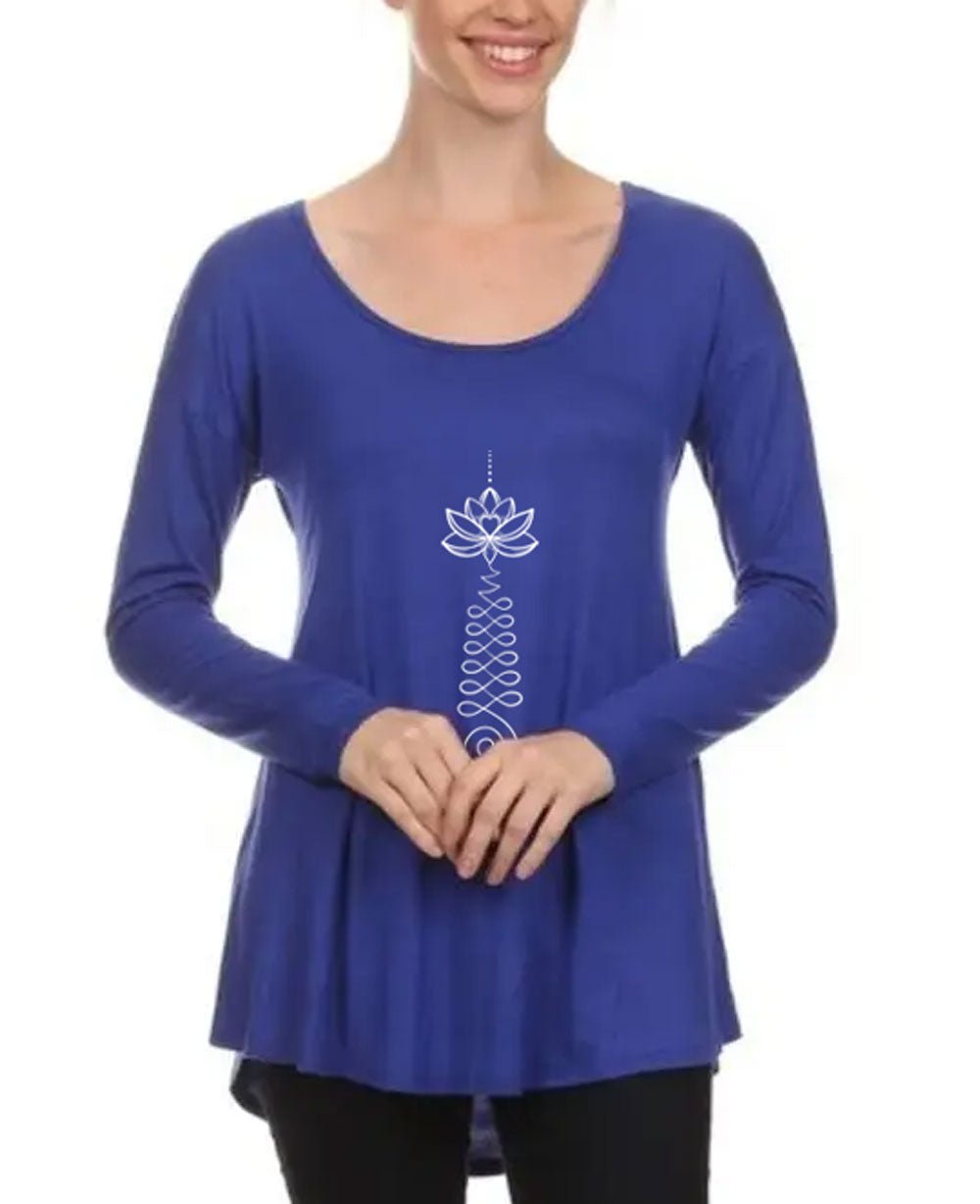 Blue Unalome Lotus Tunic Top - Shirts & Tops S