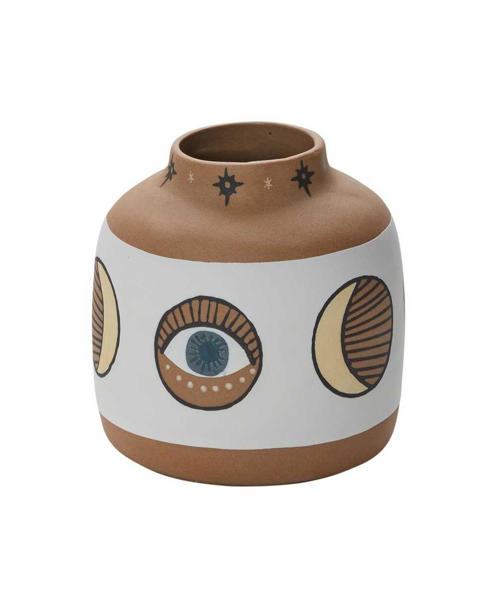 Boho Inspired Moon Phase All Seeing Eye Small Vase - Vases