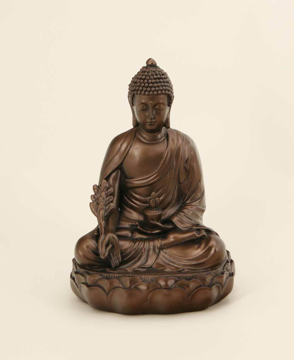 Bronze Tone Medicine Buddha Healing Statue, 6.5 Inches - Sculptures & Statues