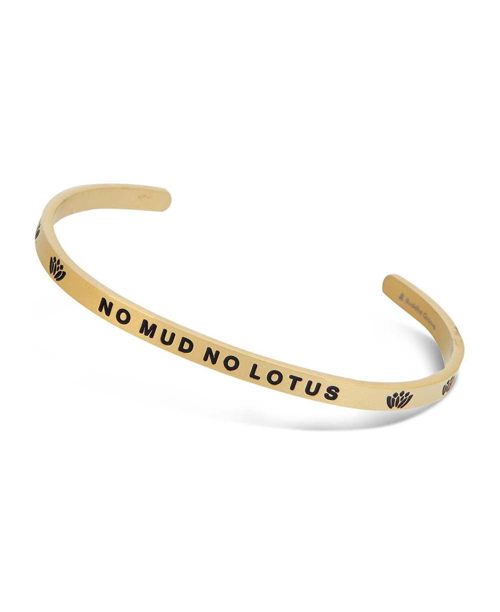 Buddha Groove No Mud No Lotus Cuff Bracelet - Bracelets Gold