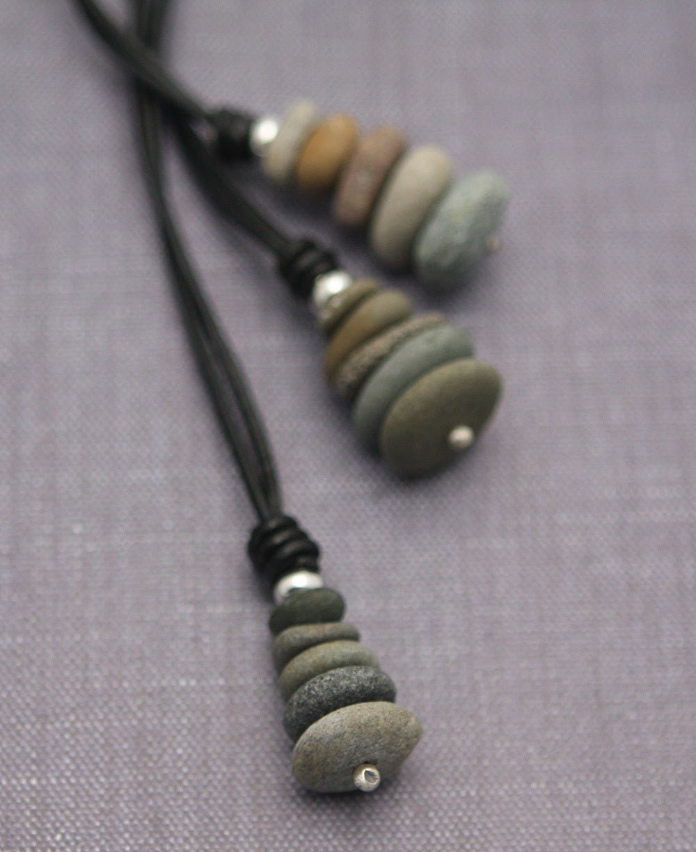 Cairn Pendant Necklace, Natural Beach Stone, Made in USA - Necklaces