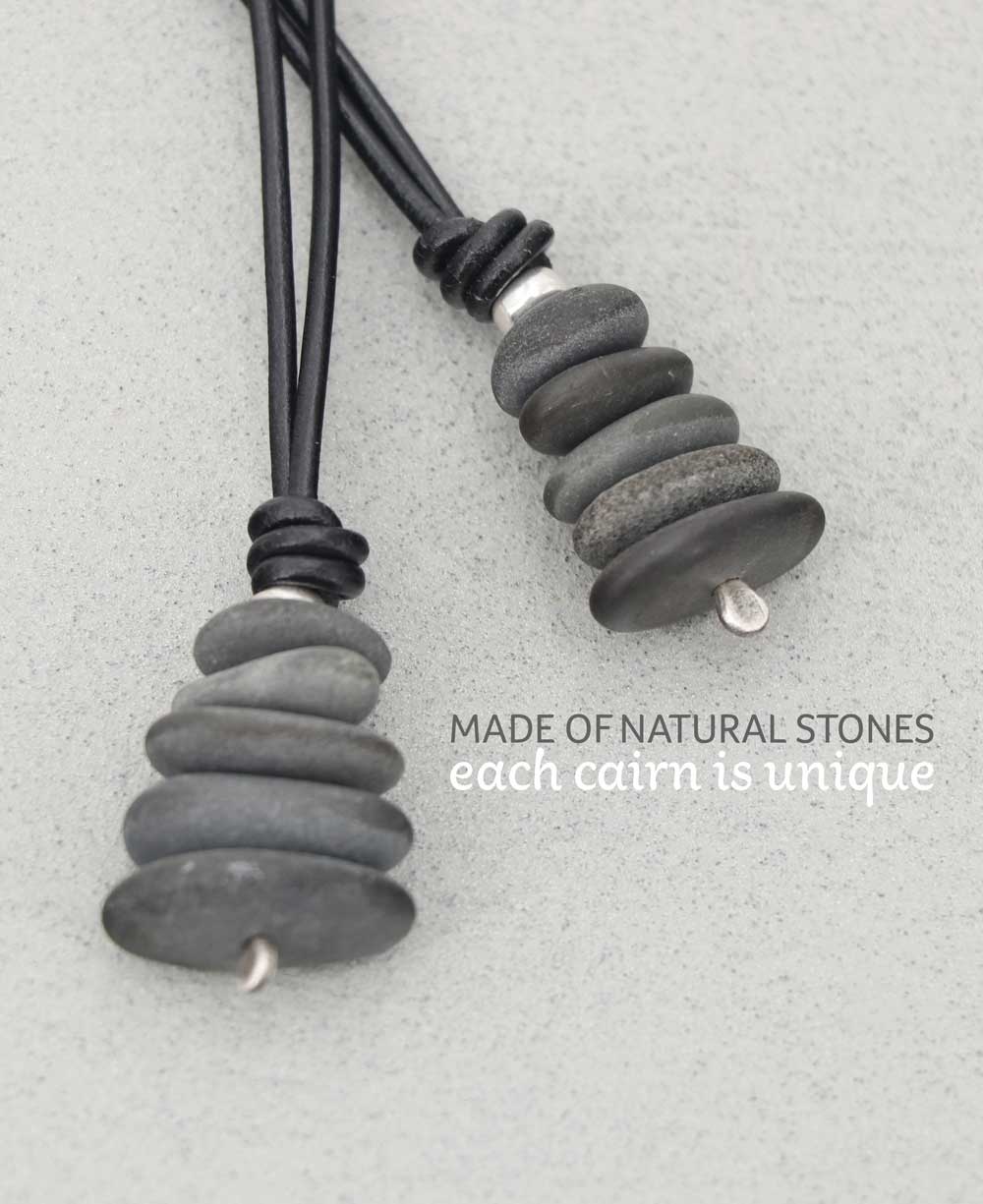 Cairn Pendant Necklace, Natural Beach Stone, Made in USA - Necklaces
