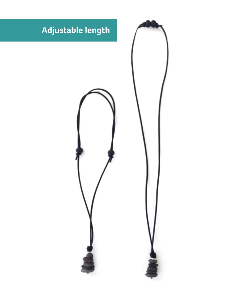 Cairn Pendant Necklace, Natural Beach Stone, Made in USA - Necklaces