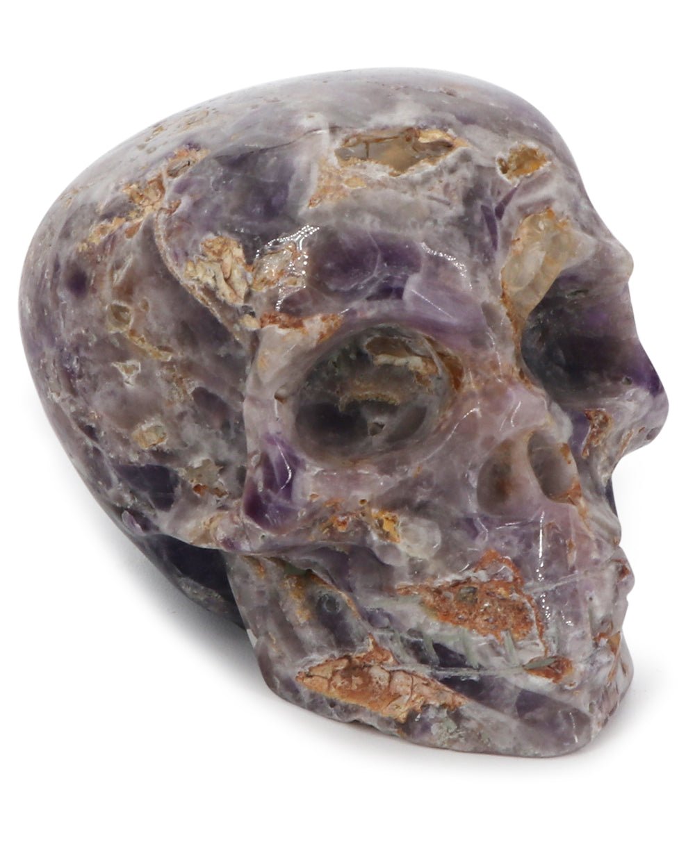 Carved Amethyst Gemstone Skull - Sculptures & Statues