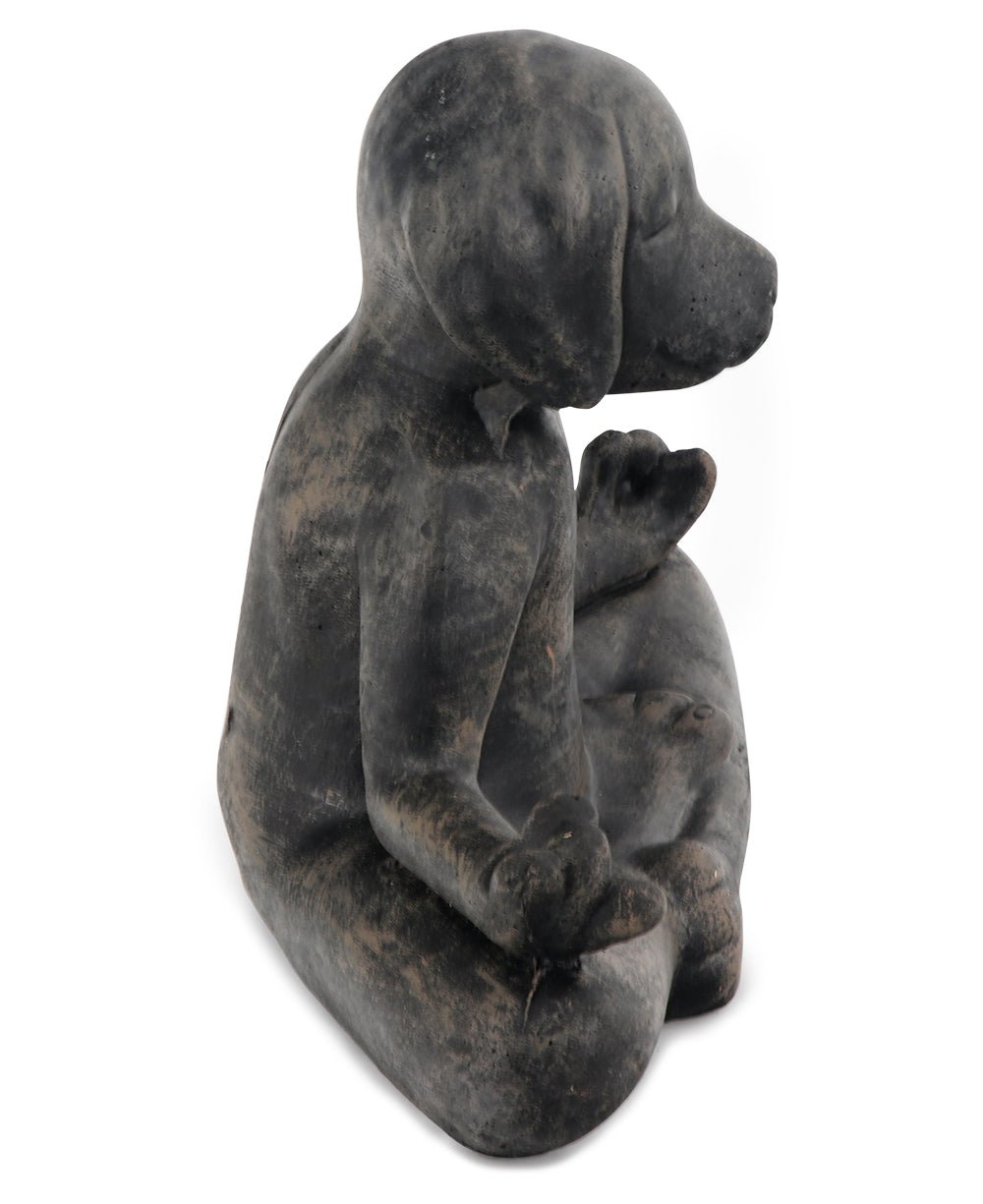 Cast Stone Meditating Zen Yoga Dog Statue USA Made - Sculptures & Statues