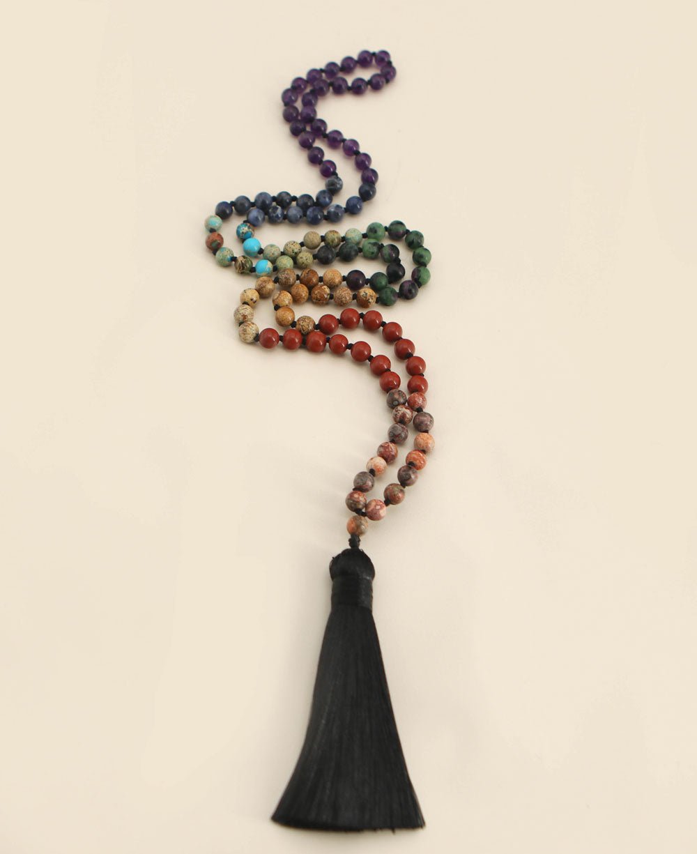 Chakra Gemstones Mediation Mala, 108 Beads - Prayer Beads