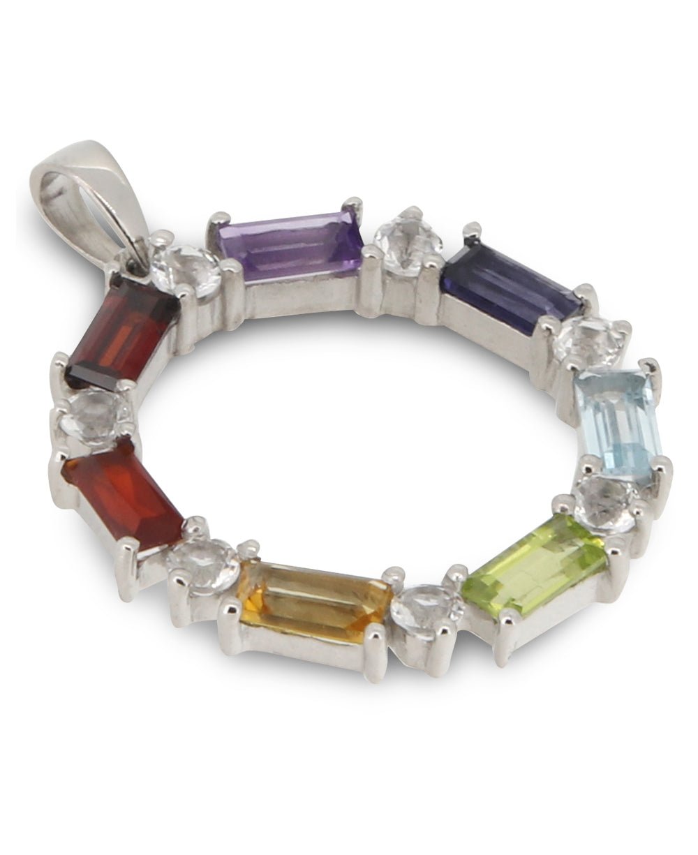 Chakra Wheel of Balance Gemstone Sterling Pendant - Pendant
