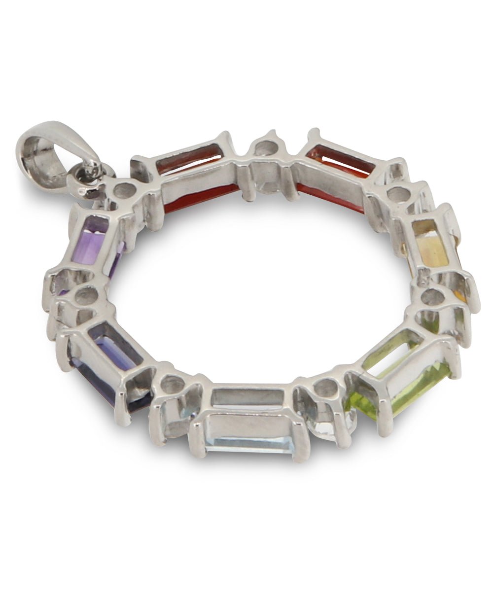 Chakra Wheel of Balance Gemstone Sterling Pendant - Pendant