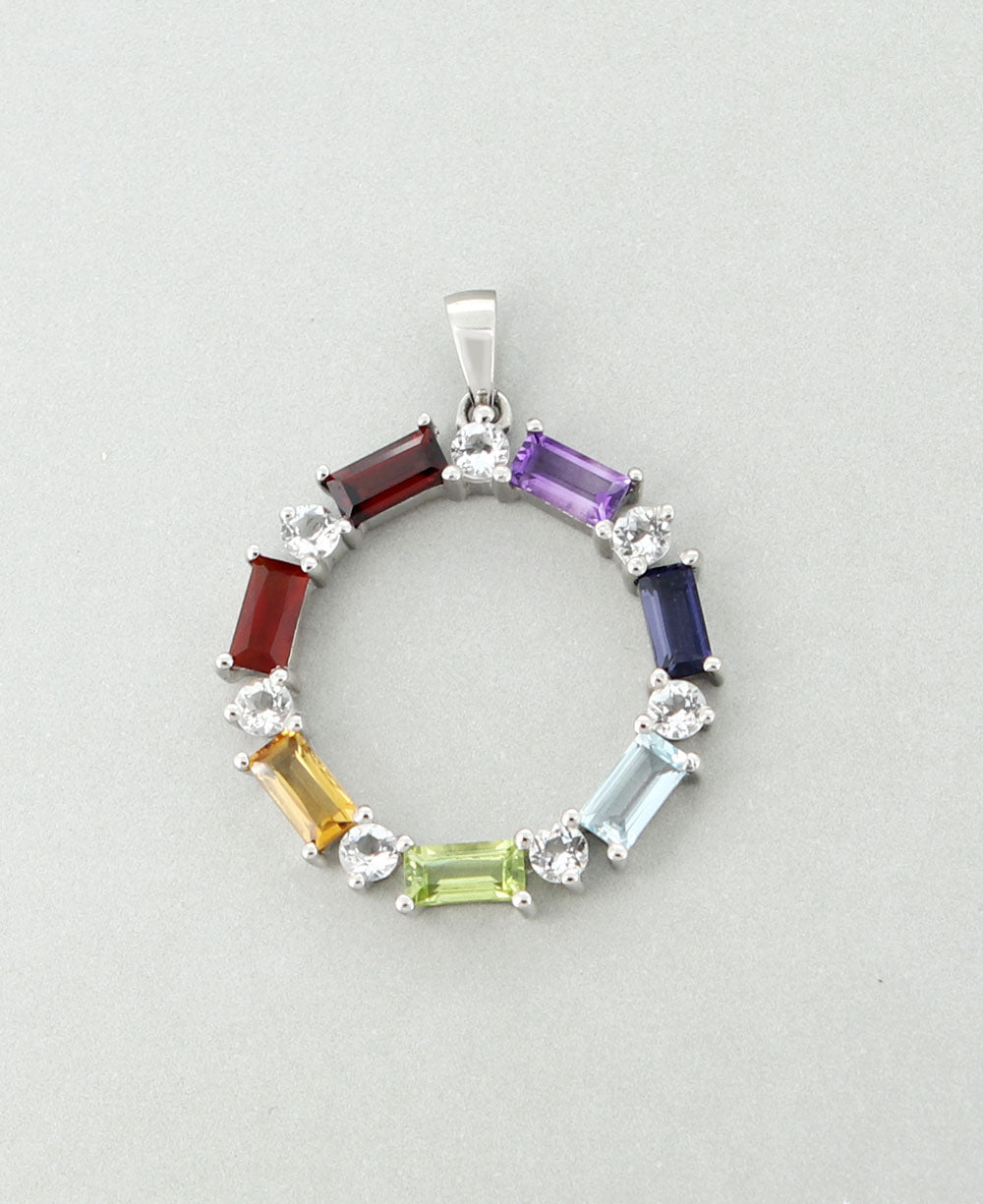 Chakra Wheel of Balance Gemstone Sterling Pendant - Pendant