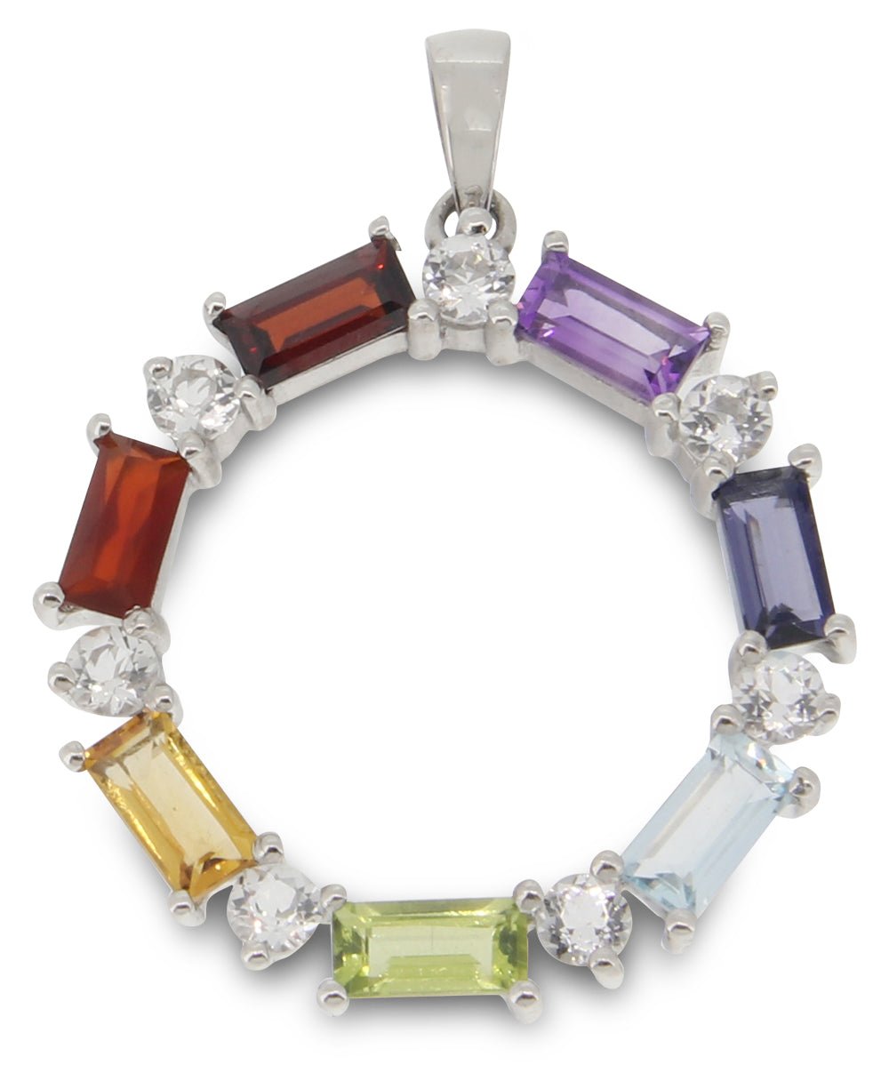 Chakra Wheel of Balance Gemstone Sterling Pendant - Pendant