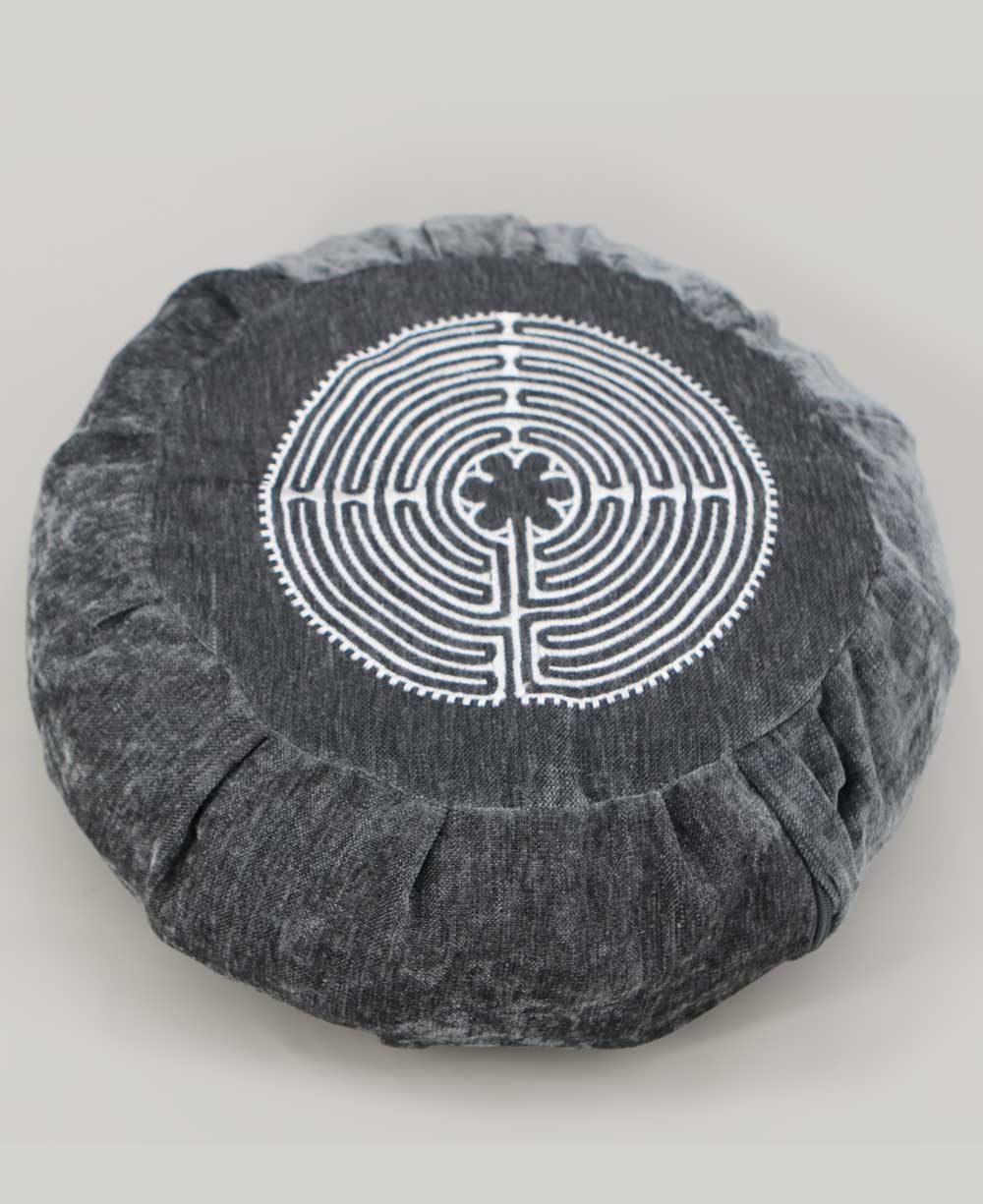 Chartres Labyrinth Design Zafu Meditation Cushion - Massage Cushions