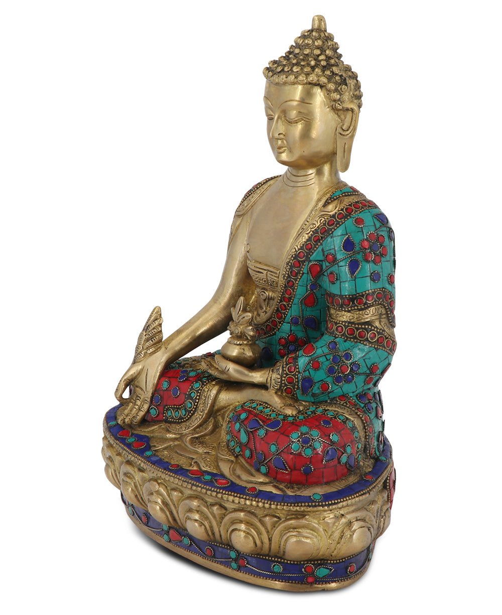 Colorful Brass Healing Medicine Buddha Statue - Sculptures & Statues