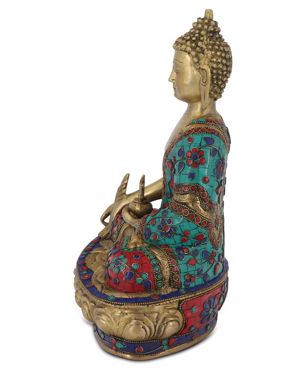 Colorful Brass Healing Medicine Buddha Statue - Sculptures & Statues