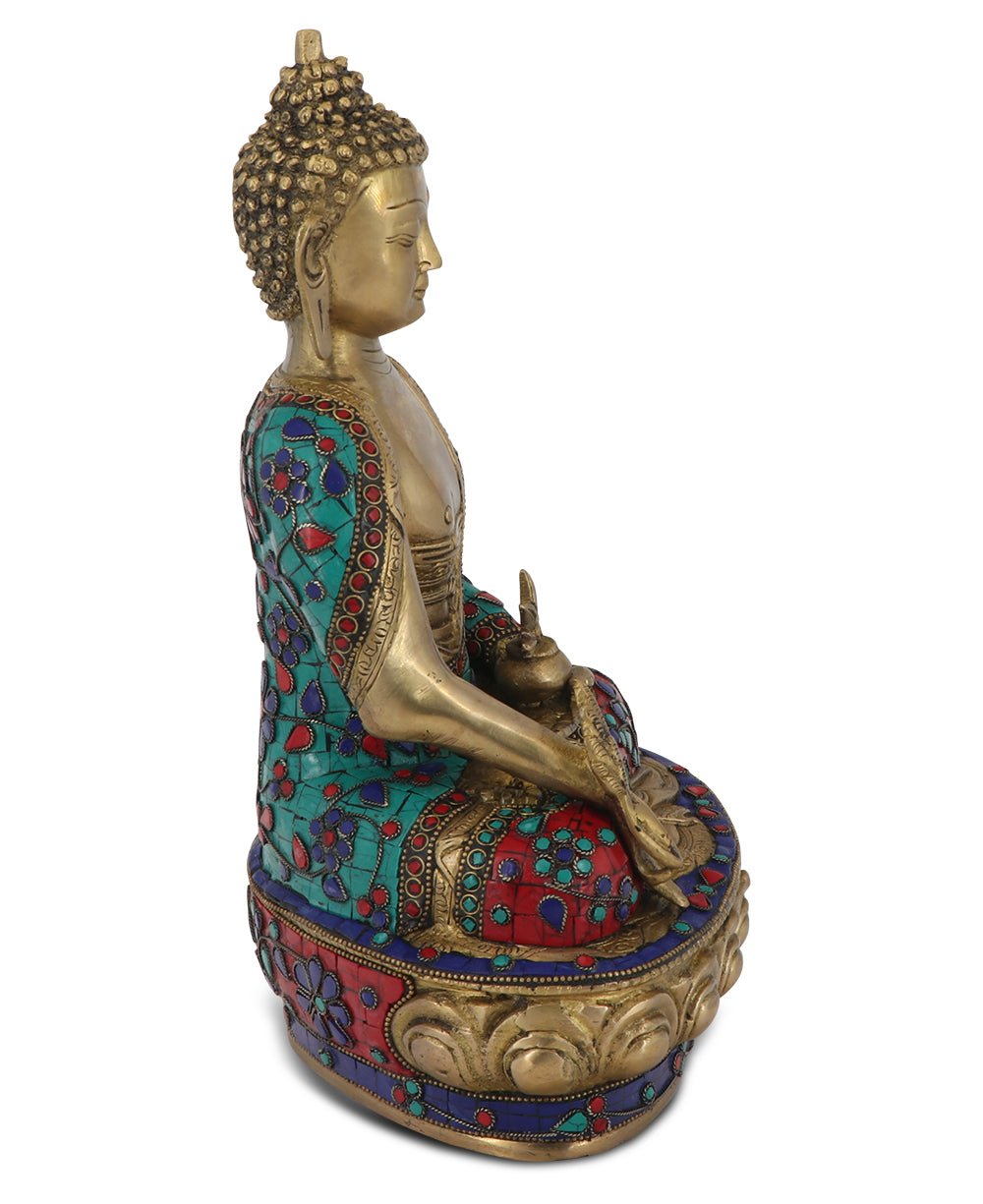 Colorful Brass Healing Medicine Buddha Statue - Sculptures & Statues