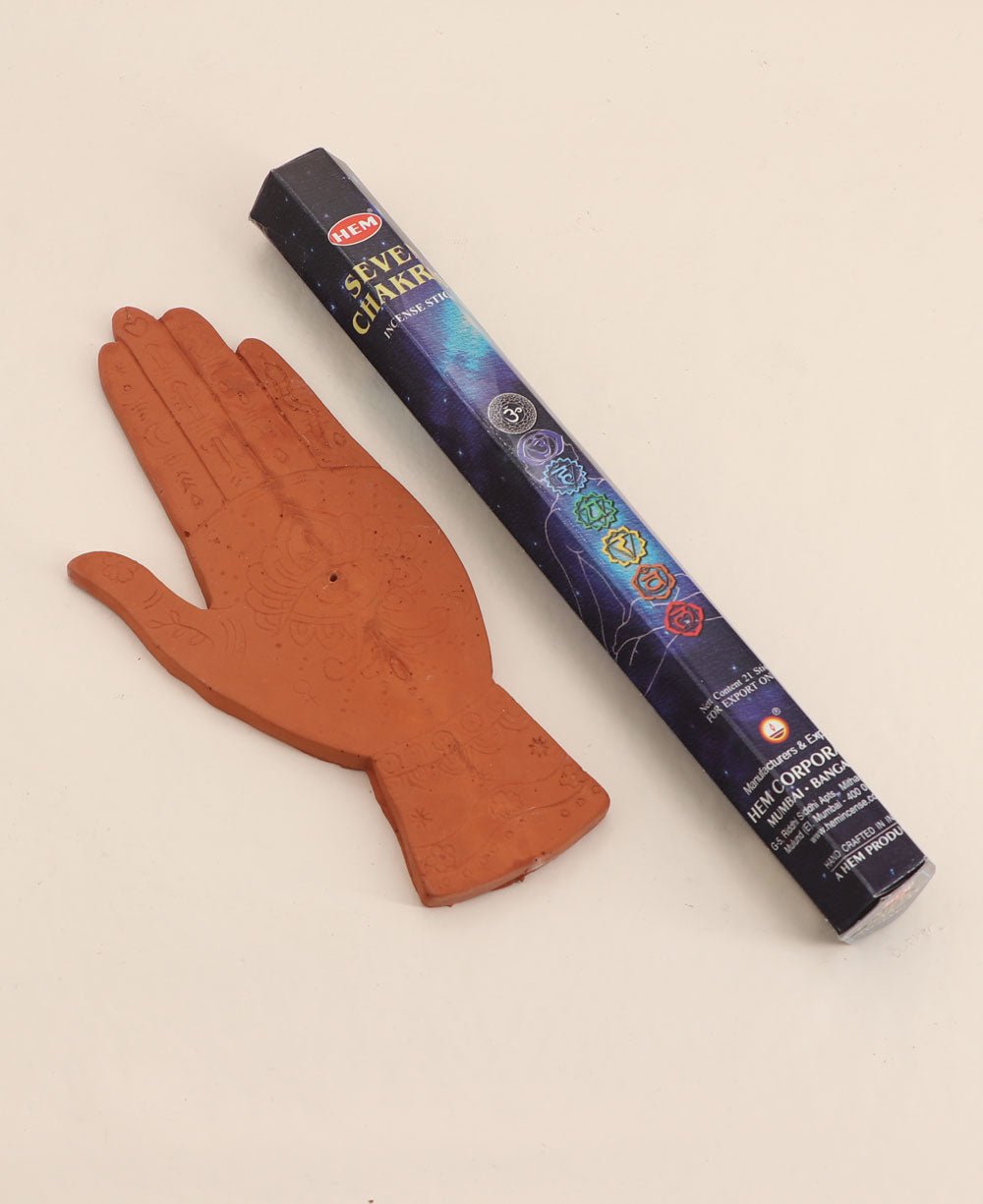 Concrete Boho Incense Burner with Chakra Incense Pack - Incense Holders Palm