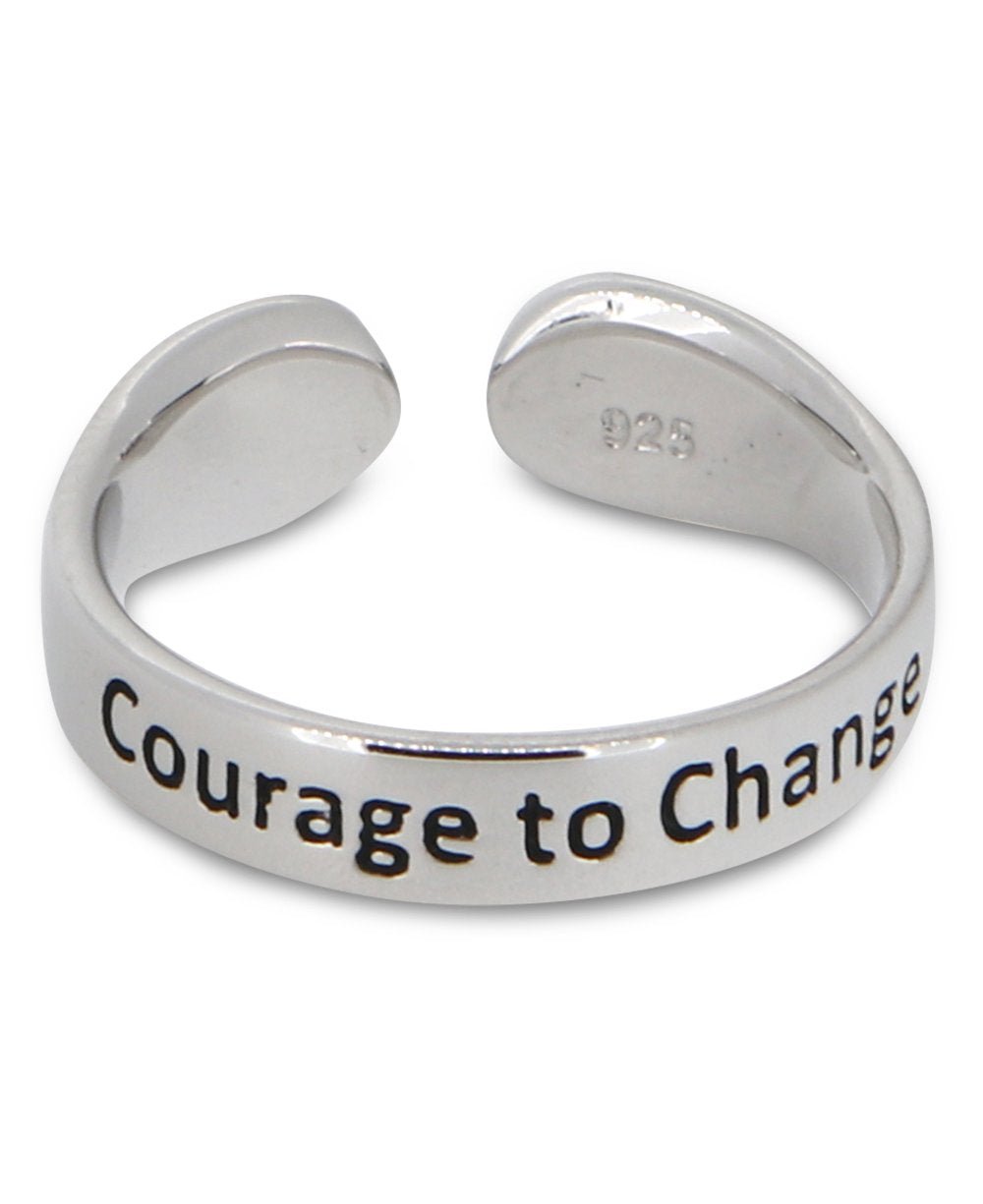 Courage to Change Adjustable Inspirational Sterling Silver Ring - Rings
