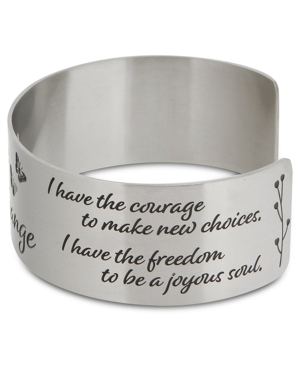 Courage To Change Stainless Steel Adjustable Inspirational Cuff Bracelet - Bracelets