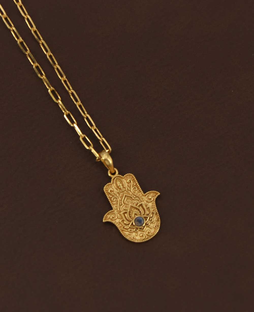 Divine Protection Hamsa Hand Necklace - Necklaces Labradorite