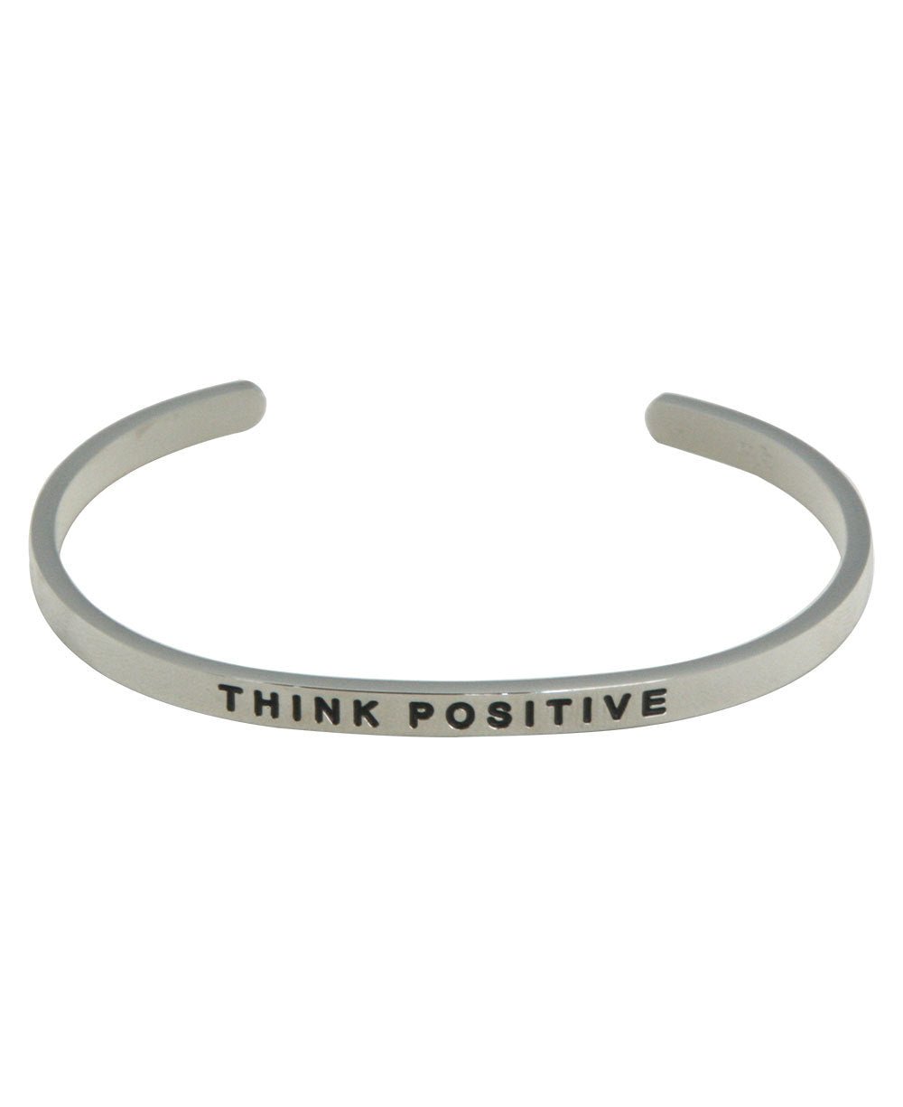 Engraved Cuff Bracelet, Think Positive - Bracelets