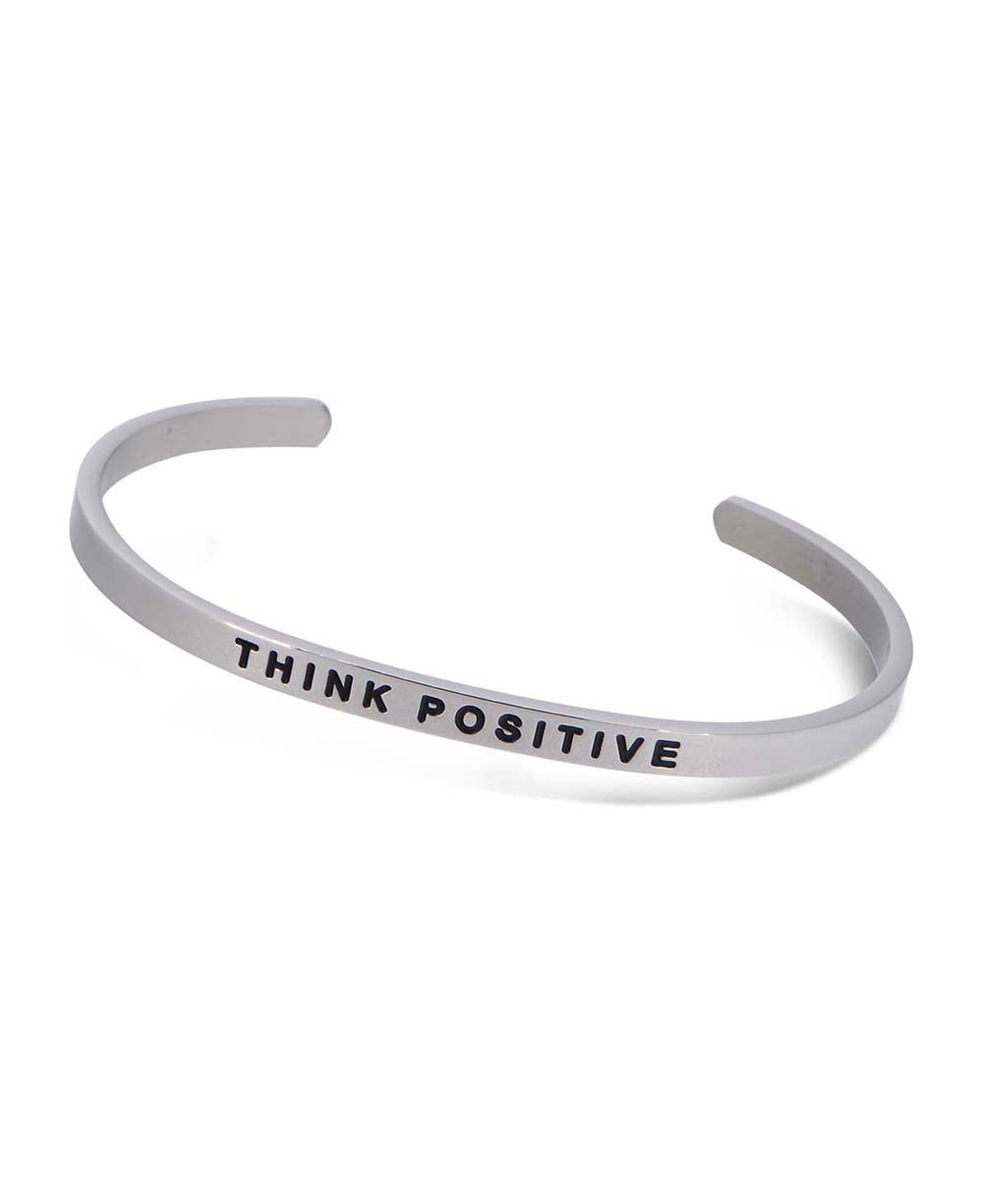 Engraved Cuff Bracelet, Think Positive - Bracelets