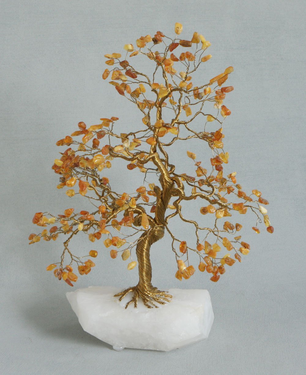 Exquisite Amber Gemstone Tree of Life, 14 Inches - Home & Garden