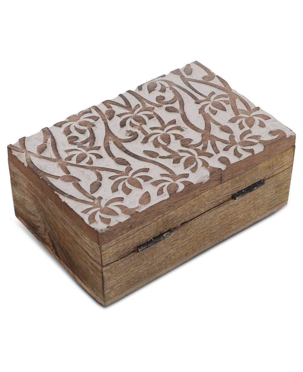 Fairtrade Carved Lotus Mala or Keepsake Wood Box - Gift Boxes & Tins
