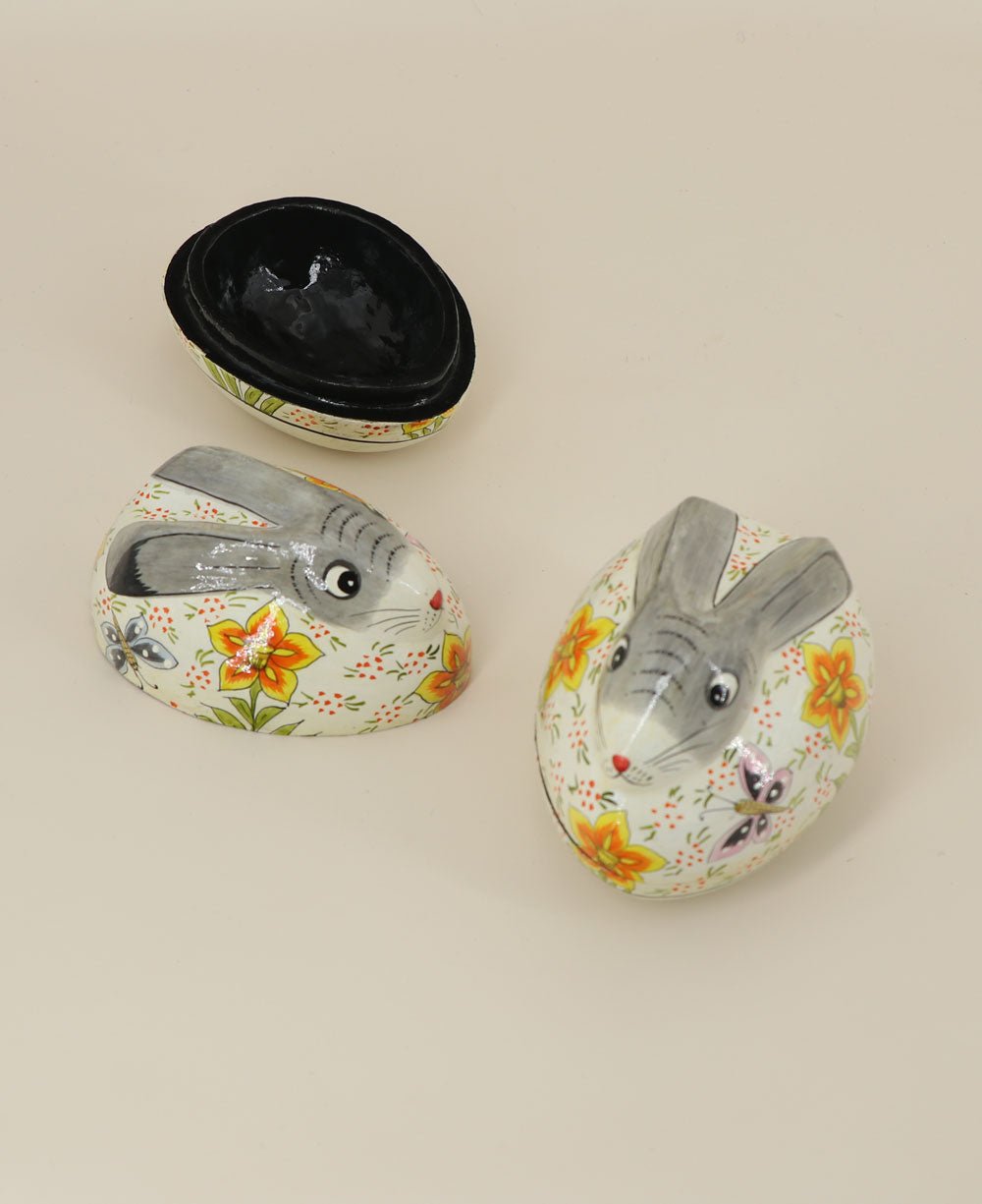 Fairtrade Floral Colorful Rabbit Trinket Box - Gift Boxes & Tins