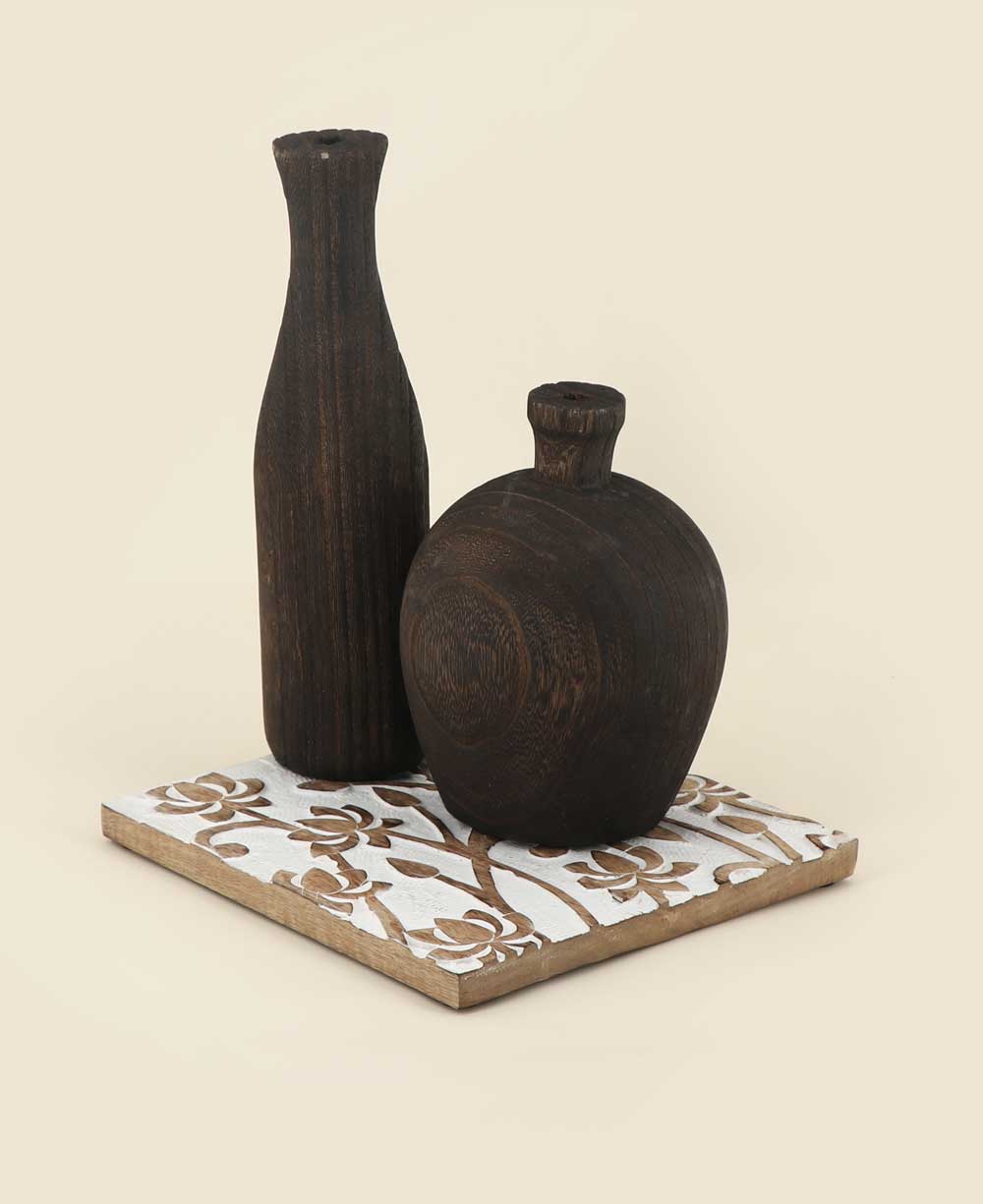 Fairtrade Hand Carved Lotus Wood Square Trivet - Trivets