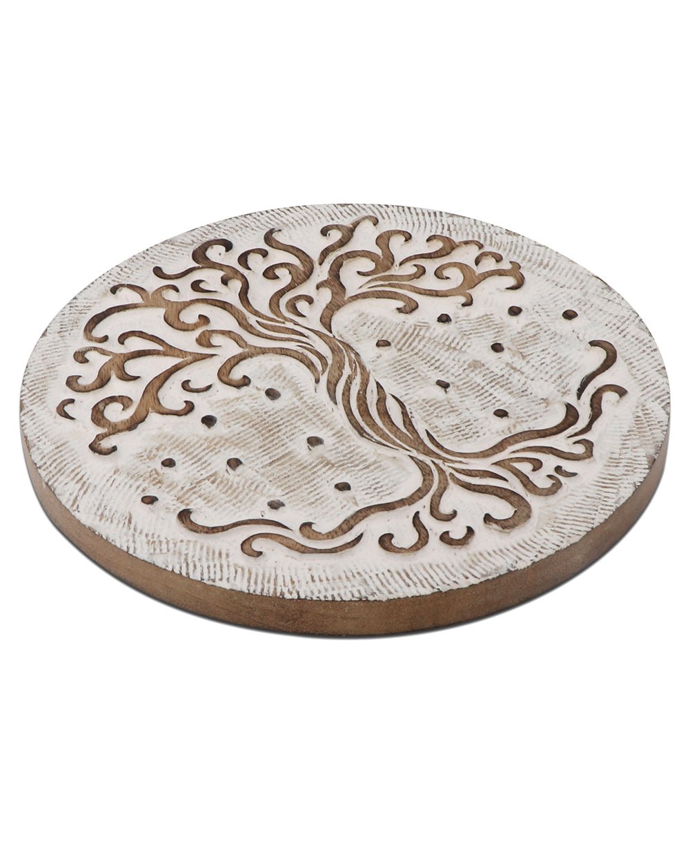 Fairtrade Hand Carved Wood Tree of Life Trivet - Trivets