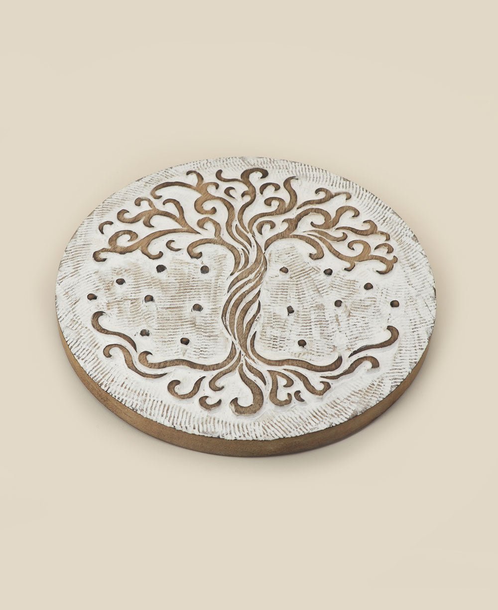 Fairtrade Hand Carved Wood Tree of Life Trivet - Trivets