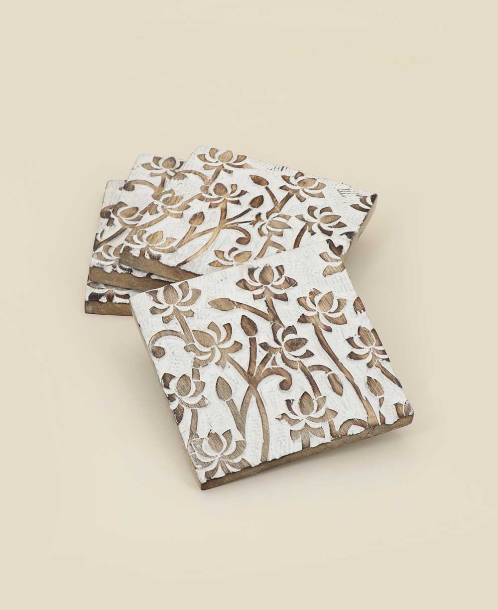 Fairtrade Set of 4 Lotus Wood Coasters - Coasters