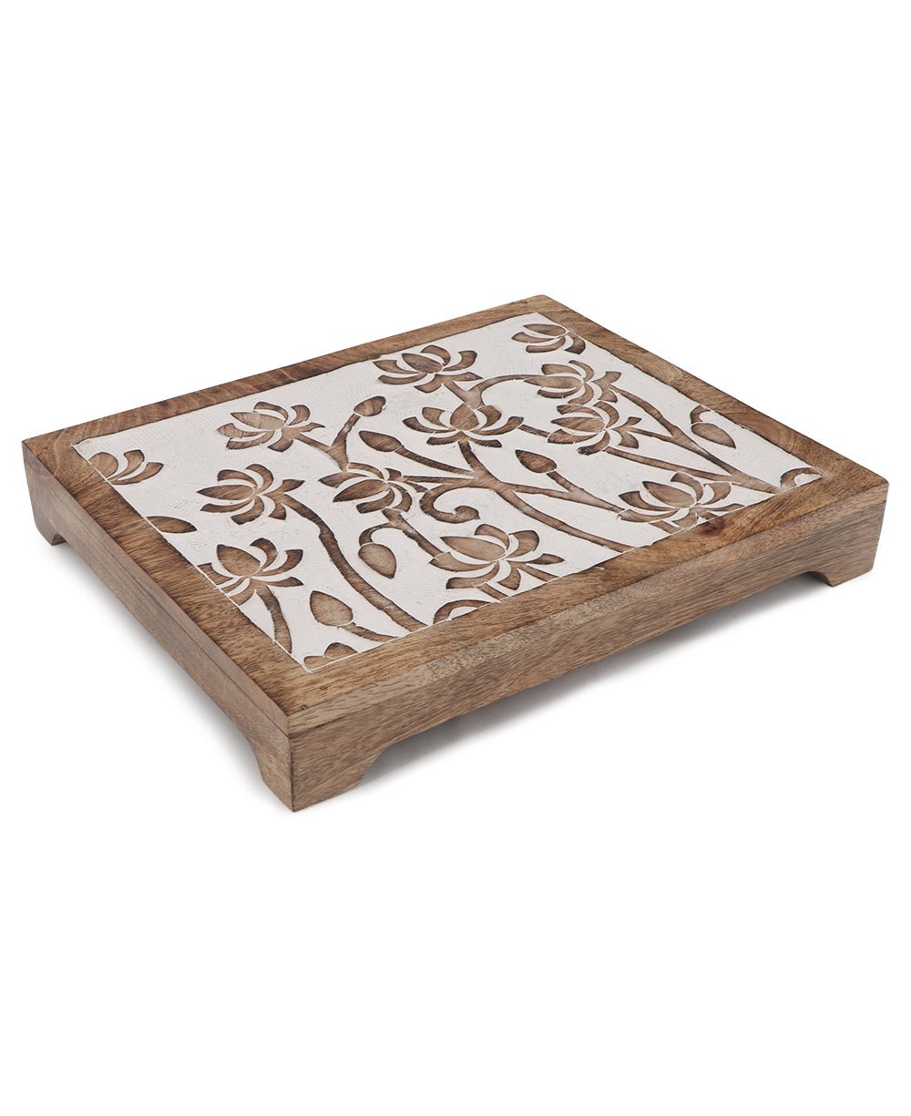 Fairtrade Sustainable Wood Lotus Risers And Statue Stands - Computer Risers & Stands Rectangular