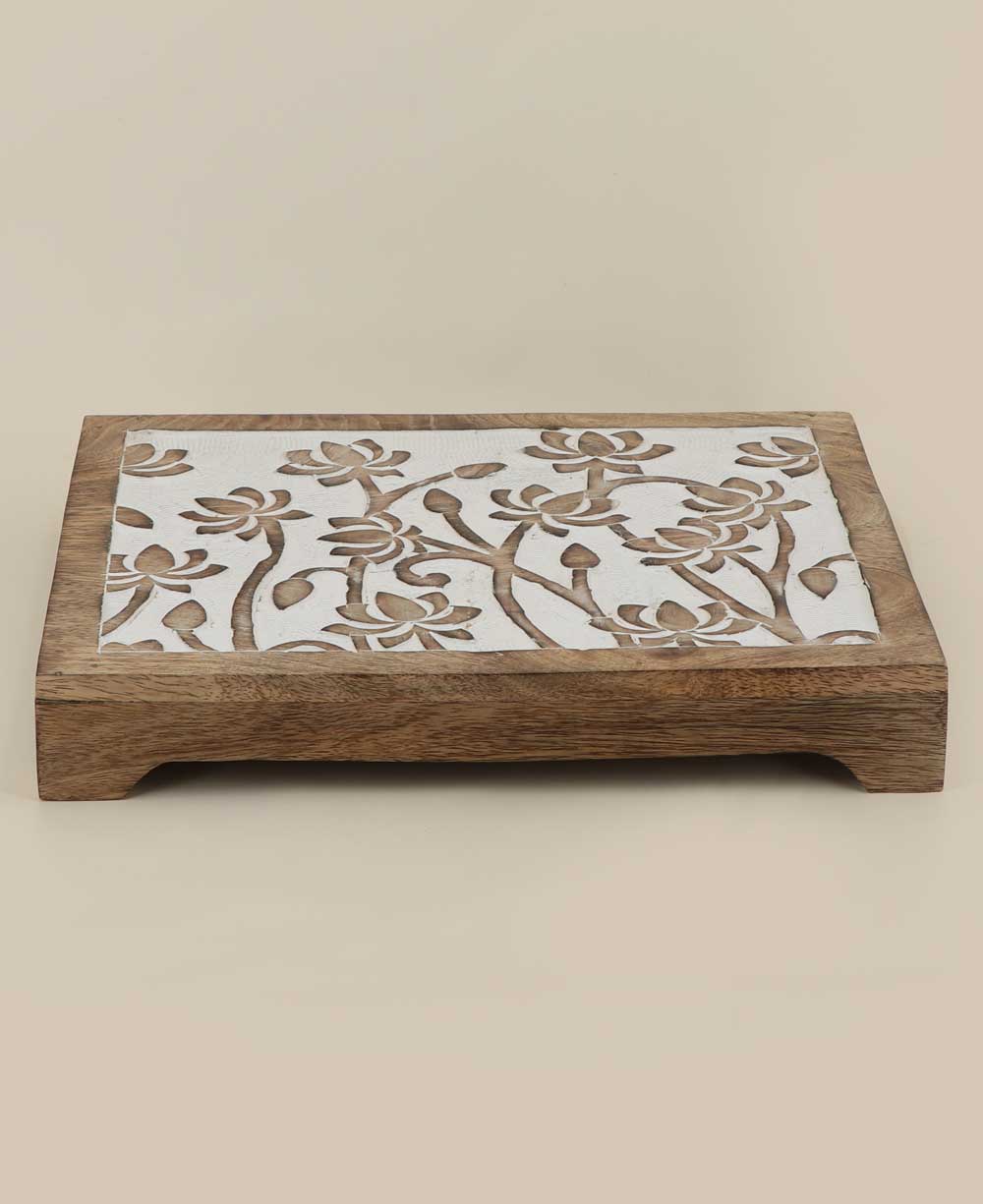 Fairtrade Sustainable Wood Lotus Risers And Statue Stands - Computer Risers & Stands Square