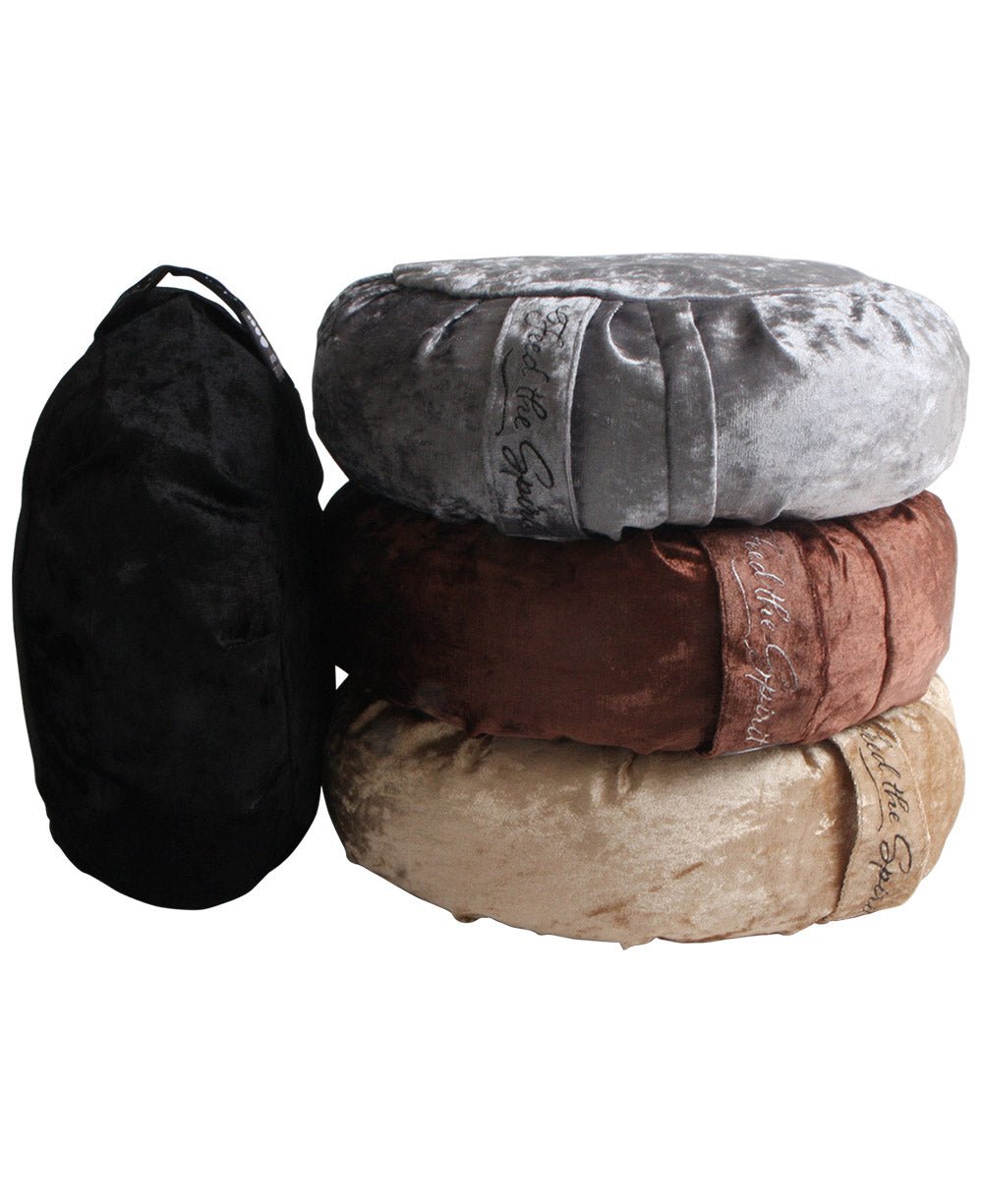 Feed the Spirit Velvet Zafu Cushion - Massage Cushions Black
