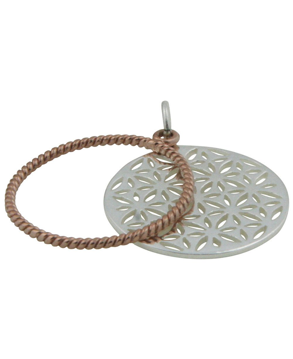 Flower of Life Rose Gold Halo Pendant, Sterling Silver - Charms & Pendants