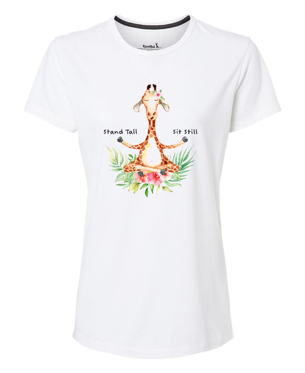 Giraffe Zen-sation Tee: The Stand Tall, Sit Still Women's Recycled T-Shirt - Shirts & Tops S