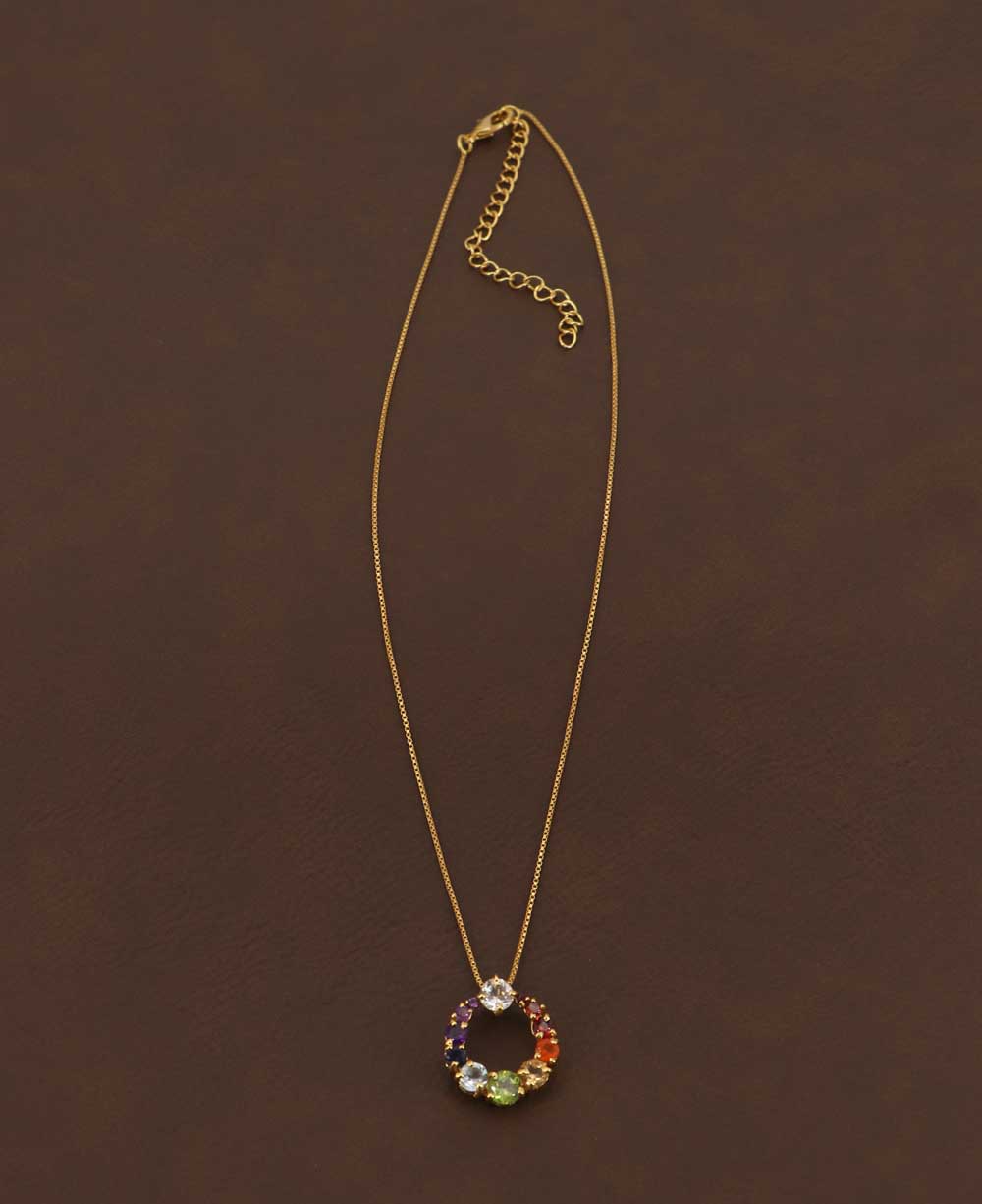 Gold Plated Chakra Circle Pendant Necklace - Necklaces