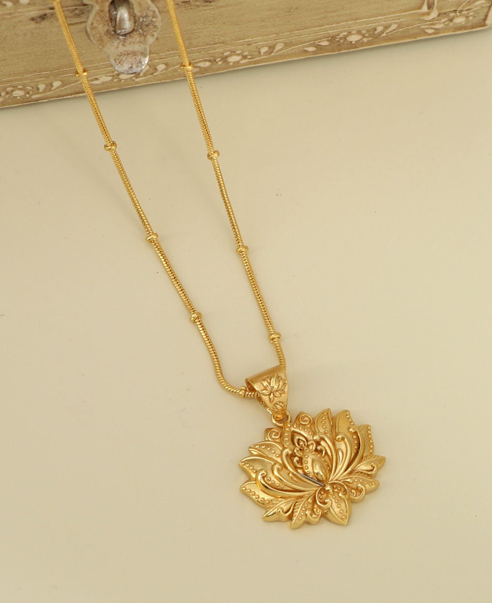 Gold Plated Full Bloom Lotus Necklace - Necklaces
