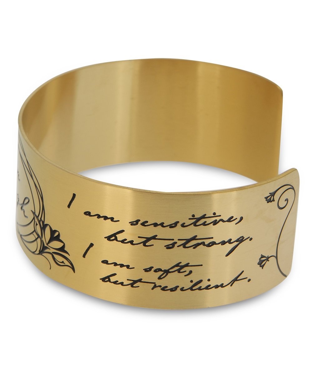 Gold Plated I Am Enough Wide Cuff Bracelet - Bracelets