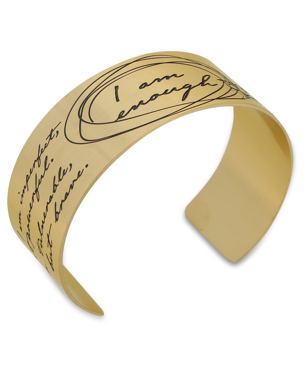 Gold Plated I Am Enough Wide Cuff Bracelet - Bracelets