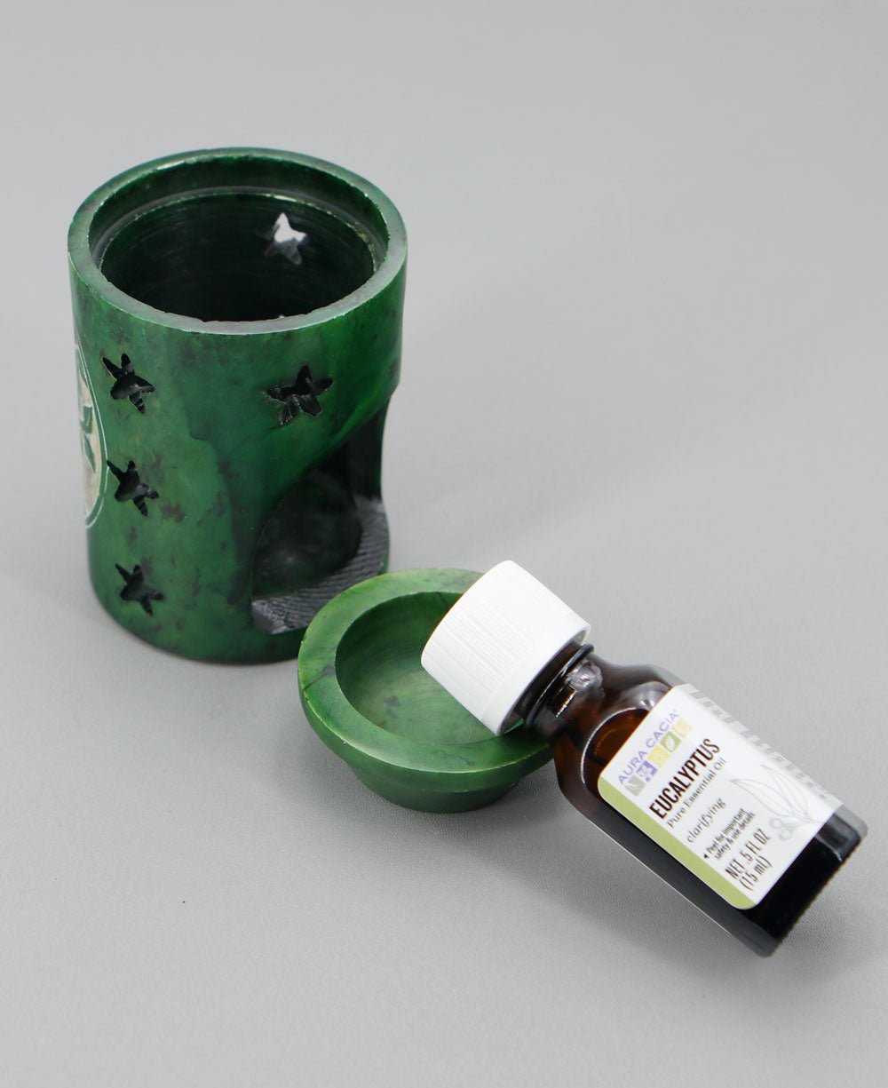 Green Tree Of Life Oil Burner With Eucalyptus Essential Oil - Candle & Oil Warmers